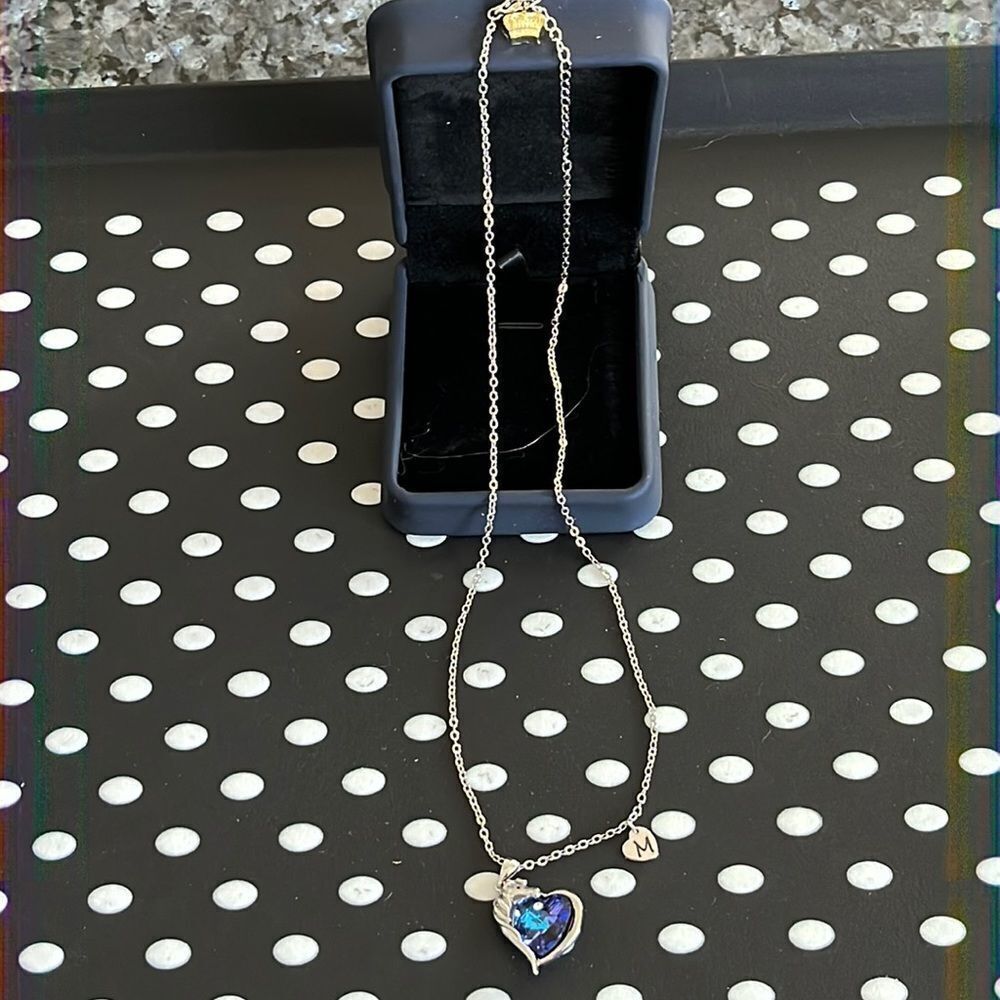 Silver Heart Necklace with Stone (M)